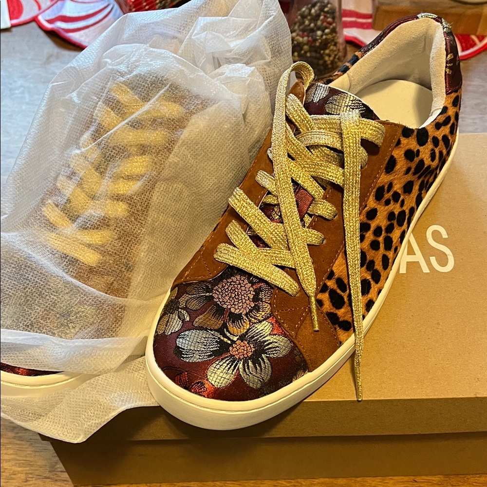 Johnny Was Floral and Leopard Print Sneakers